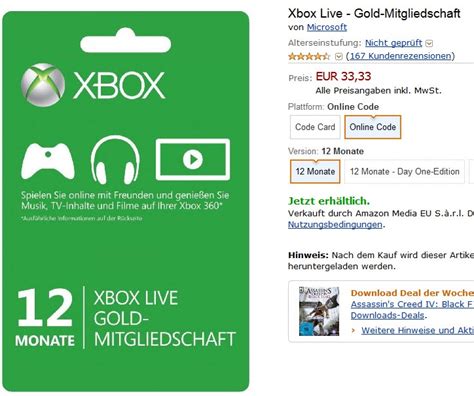 12 Monate Xbox Live Gold Für 3333 Euro