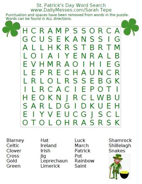 A 26 question printable st. Pin by Sarah (Daily Messes) on Word Finds, Crossword Puzzles, Word Scrambles | St patrick's day ...