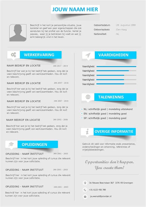 Gratis Cv Sjabloon Voorbeelden Cv Templates Sjablonen