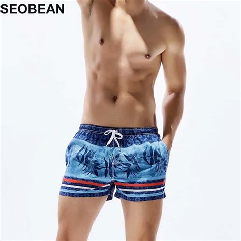 Buy Seobean Striped Printed Men Swimwear Beach Shorts Sexy Sunga Masculina Men