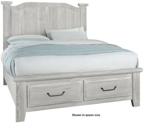 Vaughan Bassett Sawmill Alabaster Two Tone Queen Arch Storage Bed St Joseph Furniture Store