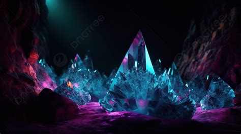 Luminous Crystal Caves A 3d Rendering Of Glowing Gemstones Background
