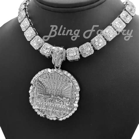 Last Supper Pendant And 16 18 Full Iced Choker Bust Down Chain Hip Hop