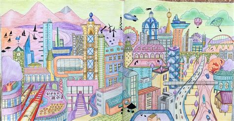Dream Cities An Imaginary City Done In Opposite Colours Coloured By