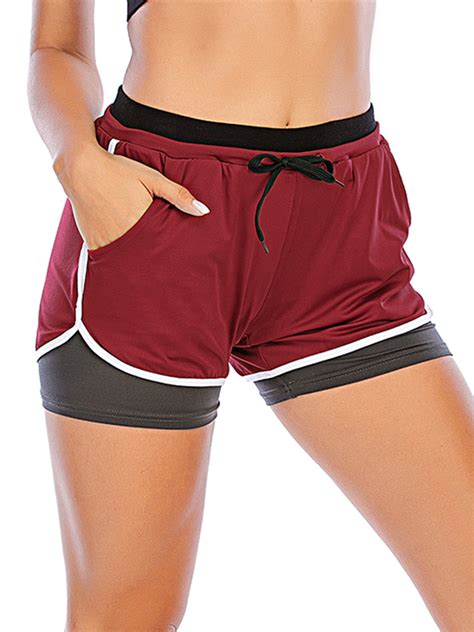 lelinta women s elastic waistband yoga workout shorts exercise mini hot gym shorts gray rose red