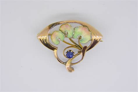 Art Nouveau Brooch Enameled Brooch Jethro Marles