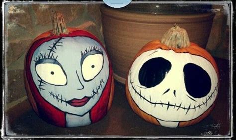 Pumpkins I Painted Last Year Jack And Sally From The Nightmare Before