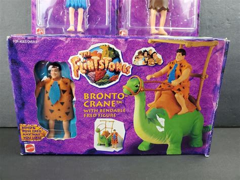Flintstones Vintage Mattel Bendable Figures And Bronto Crane Fred Barney