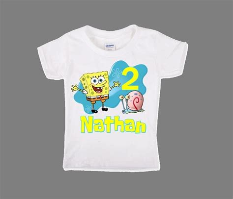 Boys Spongebob Squarepants And Gary Birthday Shirt Personalized