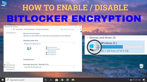 How To Enable Bitlocker In Windows 10 Disable Bitlocker Youtube