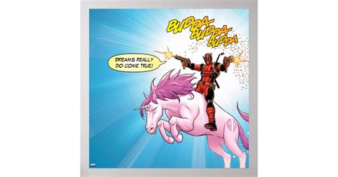 Deadpool Riding A Unicorn Poster Zazzle