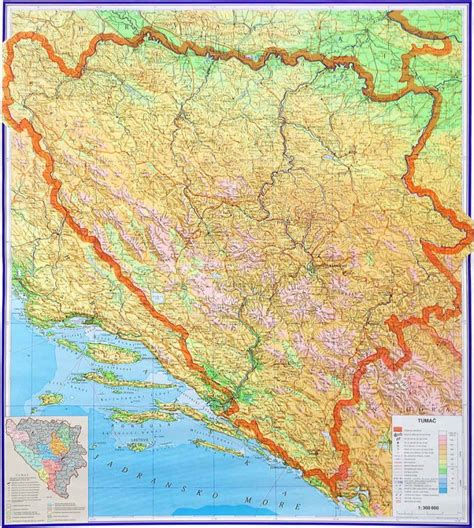 Geografska karta Bosna i Hercegovina, 115×126 cm - GD Dizajn