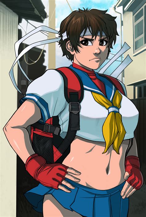 Exmile Kasugano Sakura Capcom Street Fighter Highres Girl Abs