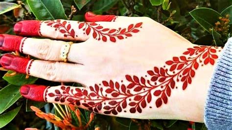 Latest Red Henna Vines And Leaves🍃 Mehndi Design Artistic Henna