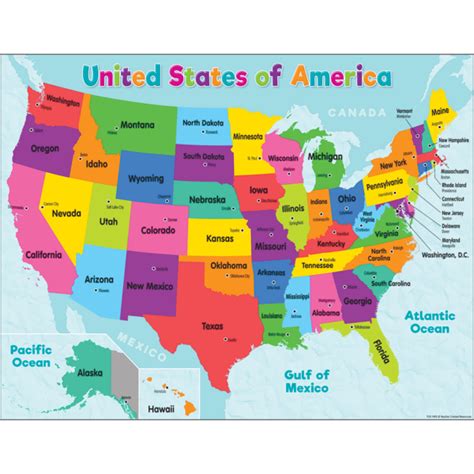 Colorful United States Of America Map Chart Tcr7492 Teacher Created