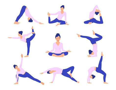 Woman In Yoga Poses Vector Illustration In Cartoon Style 9676244