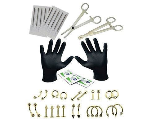 1set Body Piercing Tools 6 Style Professional Piercing Tool Kit Sterile Belly Body Ring Needle