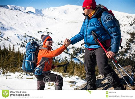 Two Climbers In The Mountains Stock Image Image Of Danger Companion