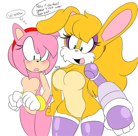 Rule 34 2girls Amy Rose Archie Comics Big Breasts Bunnie Rabbot Dialogue Featureless Breasts