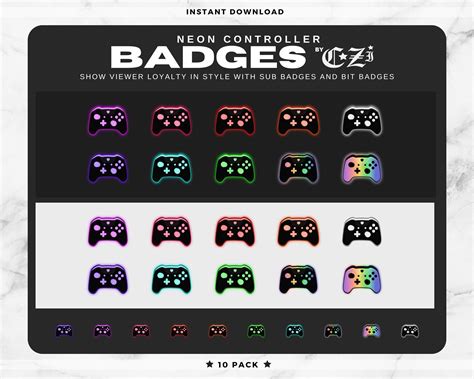 Twitch Sub Badges Twitch Bit Badges Neon Controller 10 Etsy In 2021