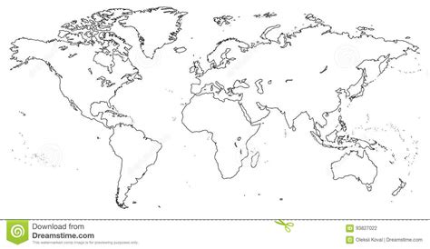 World Map Outline Cartoon Vector 92953165