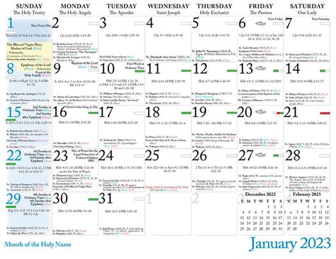 Catholic Liturgical Calendar For 2023