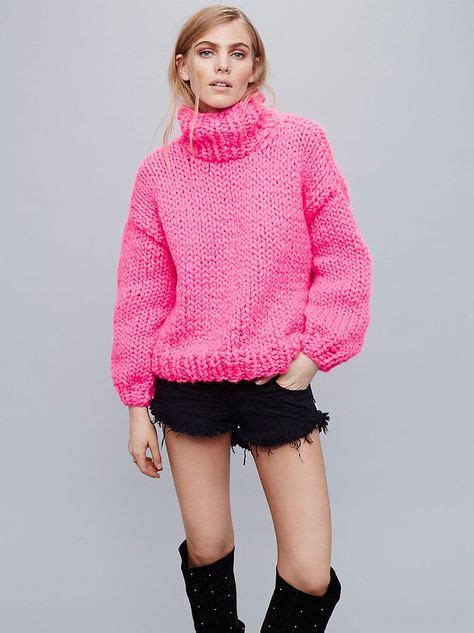 Her Turtleneck Turtle Neck Hot Pink Sweater Knit Outfit