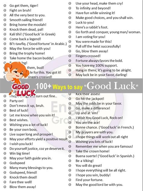100 Different Ways To Say Good Luck Goodluck Synonyms English
