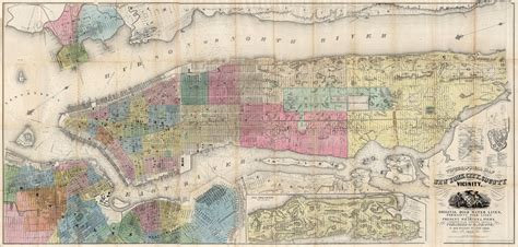 Old New York Map 1855 New York City Map Old Antique Restoration