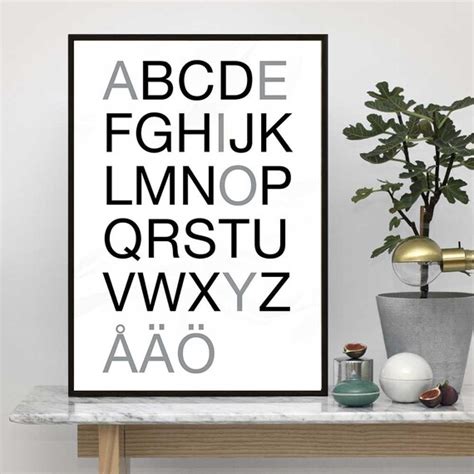 Swedish Alphabet Poster Scandinavian Typography Art