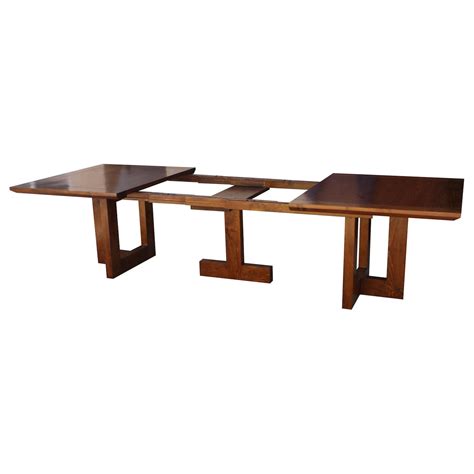 Mid Century Modern Metro Extension Trestle Dining Table Mortise And Tenon