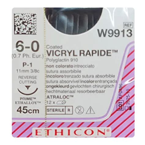 Ethicon Vicryl Rapide Sutures Usp 6 0 38 Circle Reverse Cutting Prime
