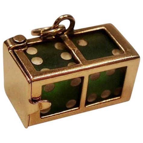 Vintage Pair Of Dice In Mechanical Case 14k Gold Charm 14k Gold