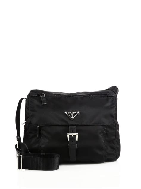 Lyst Prada Nylon And Leather Crossbody Bag In Black