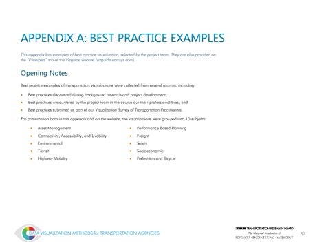 An appendix is a raw data or extra information, generally provided at the end or after the citation page of the document with references in the main text. Appendix A: Best Practice Examples | Data Visualization Methods for Transportation Agencies ...