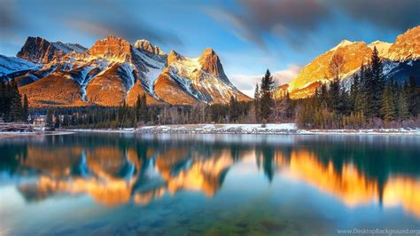 Alberta Canada Beautiful Winter Reflections Wallpapers Full Hd