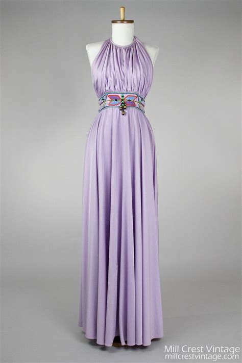 1960 Purple Halter Vintage Ball Gown Mill Crest Vintage Vintage