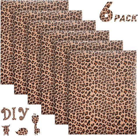 6 Sheets Leopard Patterned Heat Transfer Vinyl Animal Print