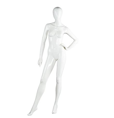 Standing Female Full Body Mannequin Glossy Egg Head Fiberglass Clothes Display Mannequin For