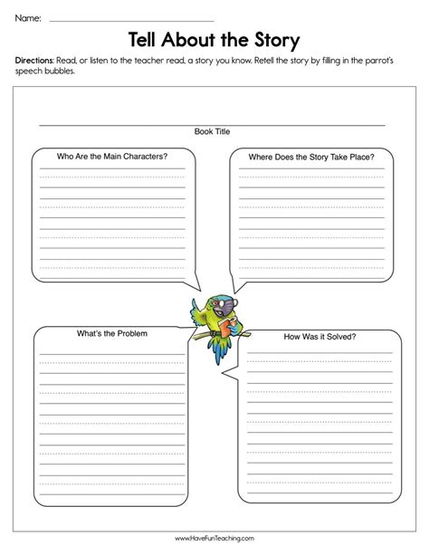 Tell About The Story Worksheet Have Fun Teaching Story Elements