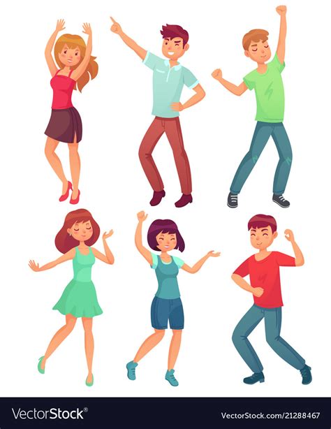Cartoon Dancing People Happy Dance Of Excited Vector Image