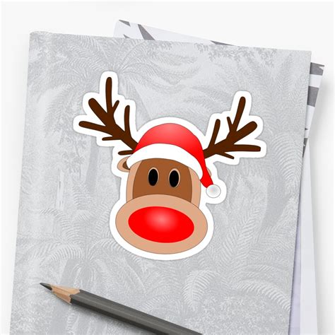 Cute Reindeer Face Emoji For Christmas Sticker By Printpress Redbubble