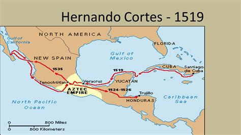 Hernan Cortes Explorations Map