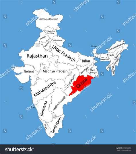Odisha In India Map