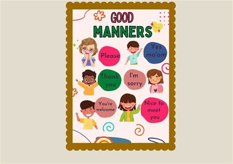 Good Manners Simple Illustration Poster Good Behavior Poster Printable