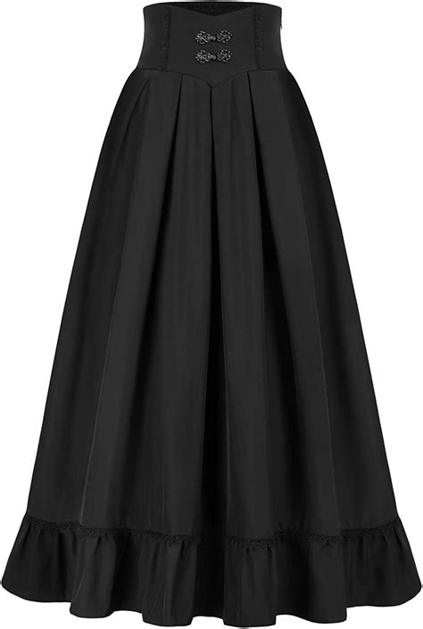 Scarlet Darkness Women Vintage Skirt High Waist Pleated Maxi Skirt With