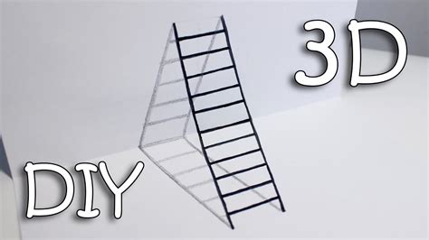 Learn to draw a 3d hole. DIY 3D Ladder - How To Draw Ladder Optical Illusion - YouTube
