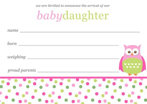 baby girl birth announcements template