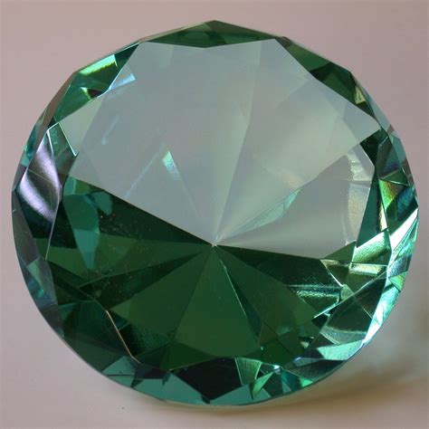 Blue Green Faceted Crystal Paperweight Gemstone Shape Sold On Ruby Lane