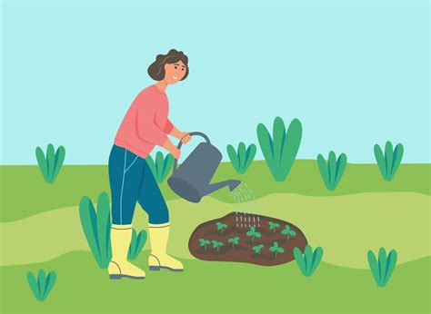 Farmer Watering Plants 2183769 Vector Art At Vecteezy